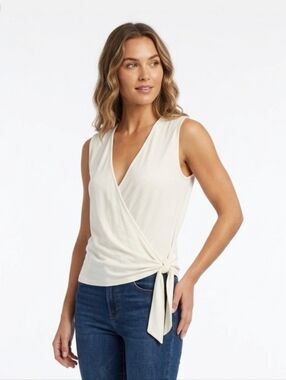 BOBI Los Angeles  side tie surplice cotton blouse in white size Medium